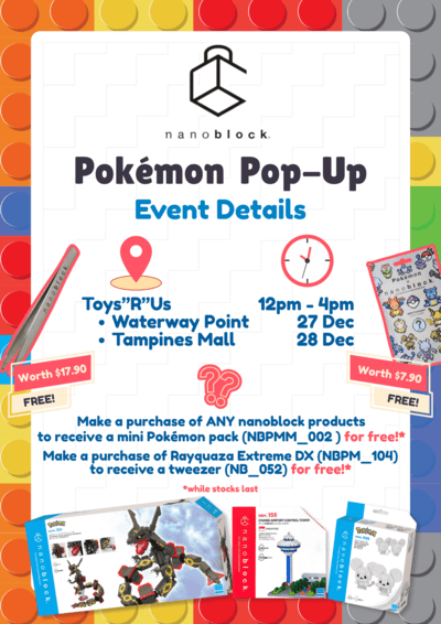 nanoblock Pokemon Giveaway Popup 28 and 29 Dec